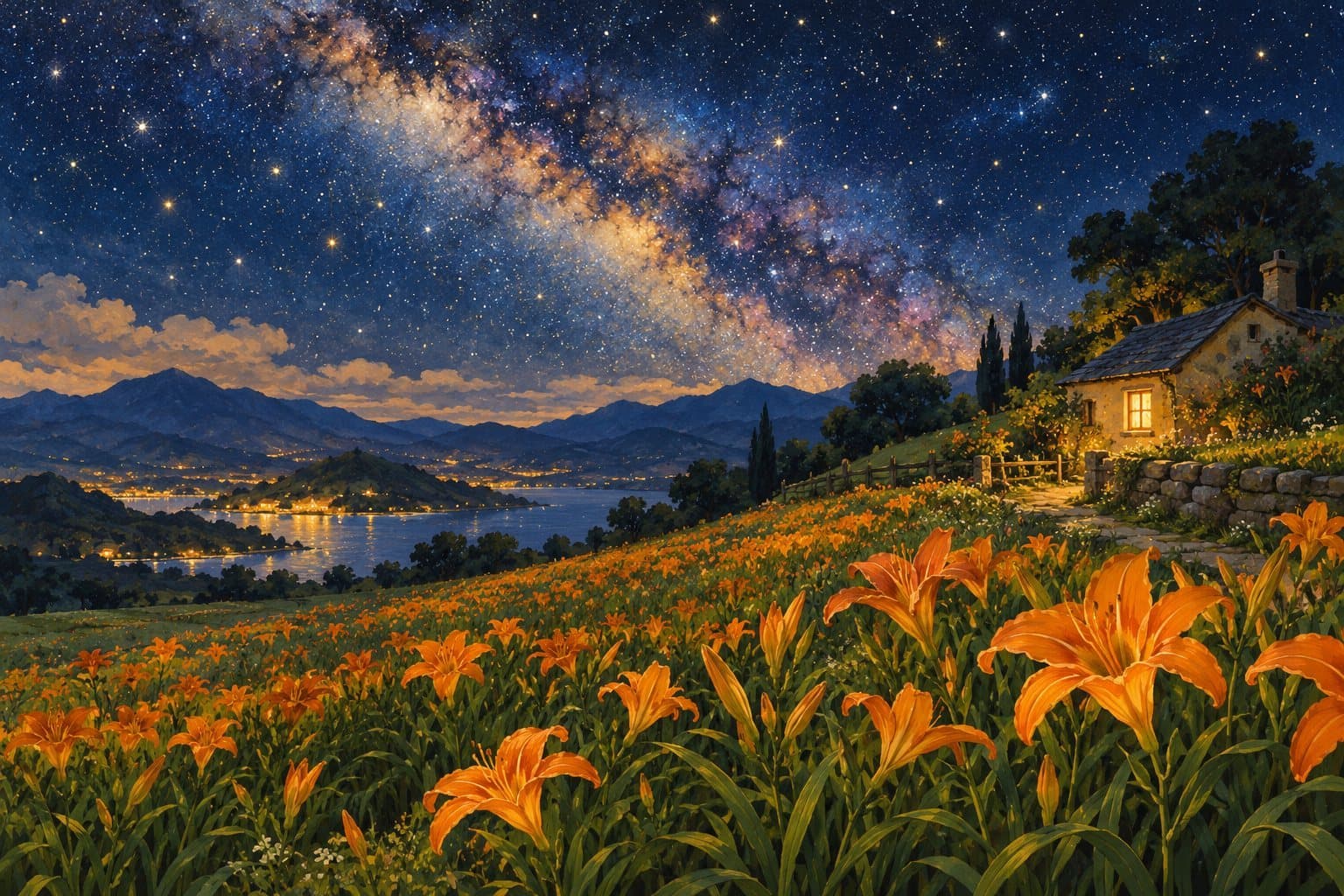 The Milky Way above a hillside